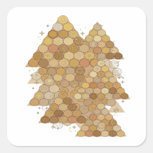 Frisches Grau GOLDENE BÄUME Dekorative Kunst Quadratischer Aufkleber