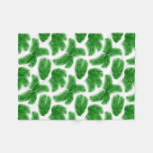 Frisches grünes Palmblatt Tropenprint Fleecedecke (Vorderseite (Horizontal))