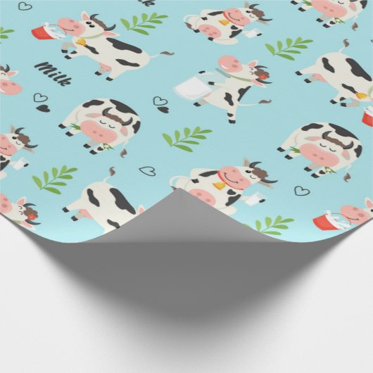 Frisches Kühe Milchmuster Geschenkpapier (Ecke)