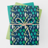 Frisches Leaf-Muster in blau Aquamarin und grün Geschenkpapier Set (Beispiel)
