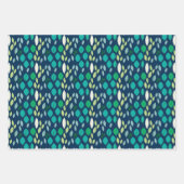 Frisches Leaf-Muster in blau Aquamarin und grün Geschenkpapier Set (Vorderseite)