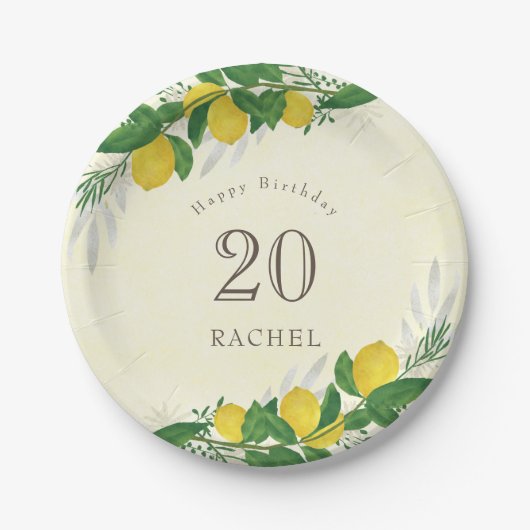 Frisches Lemon Birthday Party Paper Plate Pappteller (Vorderseite)