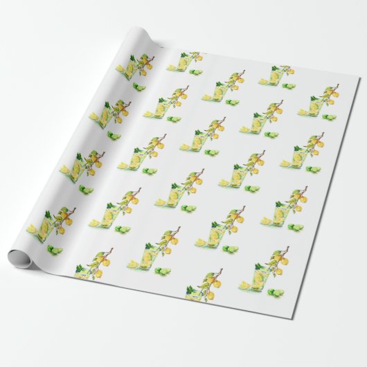 Frisches Lemon Drink Lemons Wrapping Paper Geschenkpapier (Ungerollt)