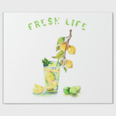 Frisches Lemon Juice Drink Lemonade Wrapping Paper Geschenkpapier (Flach)