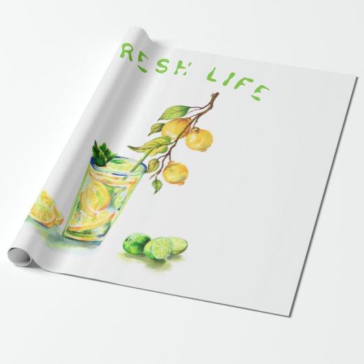 Frisches Lemon Juice Drink Lemonade Wrapping Paper Geschenkpapier (Ungerollt)