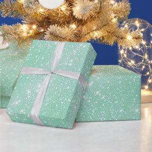 Frisches Minzgrün Weisses Glittermuster Geschenkpapier