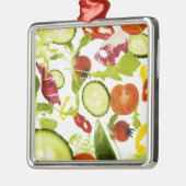 Frisches Mischsalatgemüse, das zur Kamera fällt Ornament Aus Metall (Links)
