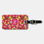 Frisches Obst Erdbeeren & ZitronenMonogramm - Rosa Gepäckanhänger (Vorderseite horizontal)