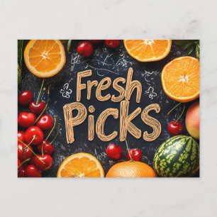 Frisches Obst: Farbenfrohe Obstplantage Postkarte