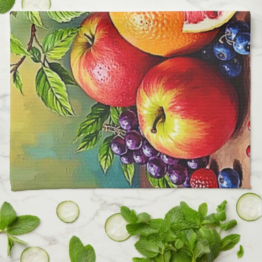 Frisches Obst in perfektem Mix Design Geschirrtuch (Gefaltet)