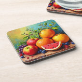 Frisches Obst in perfektem Mix Design Getränkeuntersetzer (Linke Seite)