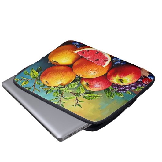 Frisches Obst in perfektem Mix Design Laptopschutzhülle (Vorne Knopf)