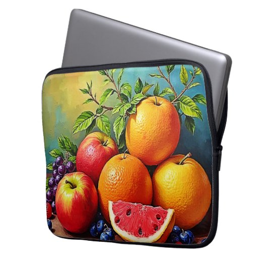 Frisches Obst in perfektem Mix Design Laptopschutzhülle (Vorderseite Links)