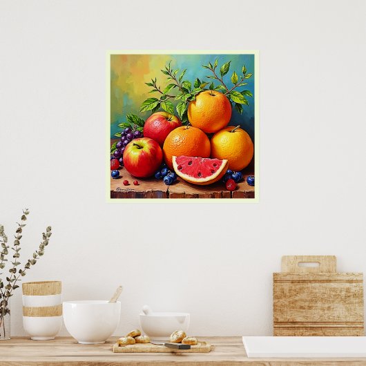 Frisches Obst in perfektem Mix Design Poster (Küche)
