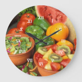 Frisches Obst und Gemüse Große Wanduhr (Vorderseite)