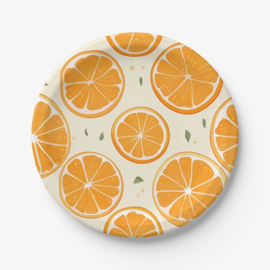 Frisches Orangen-Scheiben-Muster – Helle Zitrusfru Pappteller (Vorderseite)