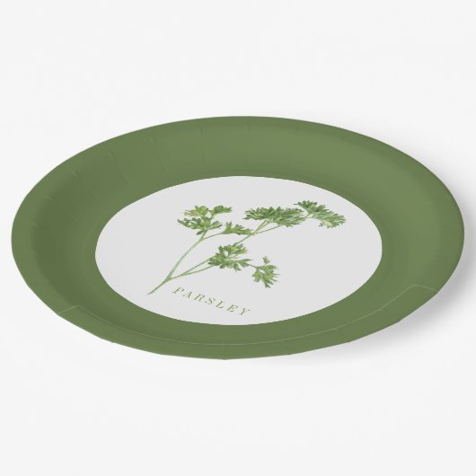 FRISCHES PARSLEY 9" Rundpapier-Teller - Grünbuch Pappteller (Schrägansicht)