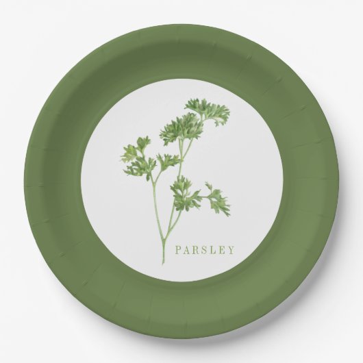 FRISCHES PARSLEY 9" Rundpapier-Teller - Grünbuch Pappteller (Vorderseite)
