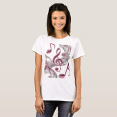 Frisches Rosa MUSIC IN MOTION Textdesign T-Shirt (Vorne ganz)