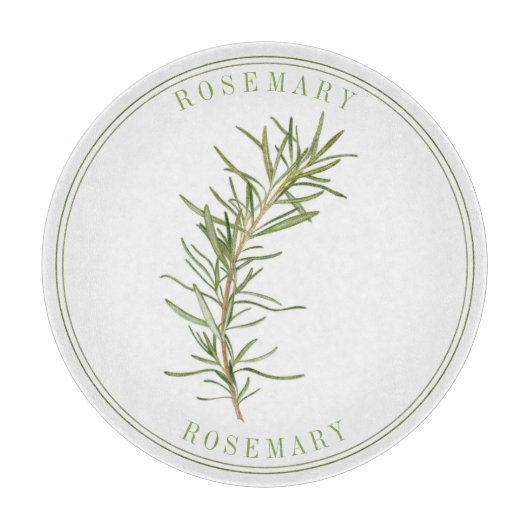 FRISCHES ROSEMARY Round Glass Cutting Board Schneidebrett (Vorderseite)