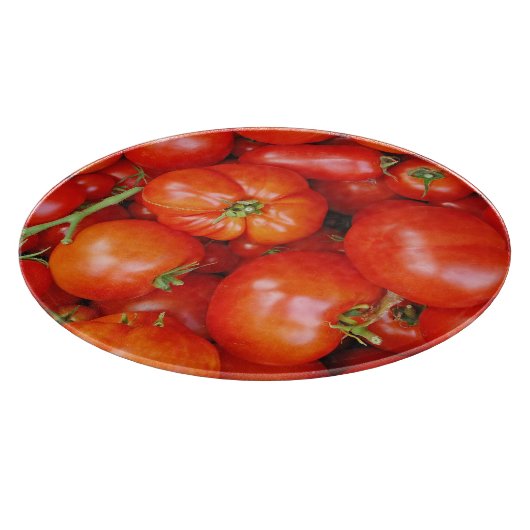 Frisches rotes Tomatenblatt Schneidebrett (Ecke)