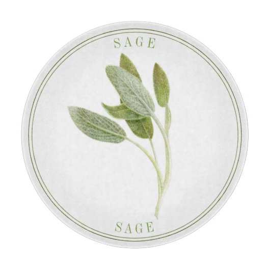 FRISCHES SAGE Round-Glass-Cutting-Board Schneidebrett (Vorderseite)