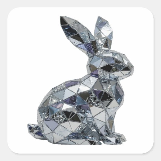 Frisches Silber Abstractes Label Design Quadratischer Aufkleber (Vorderseite)