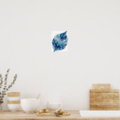 Frisches Silber BLAUER EISBLATT Künstlerisches Mot Poster (Küche)
