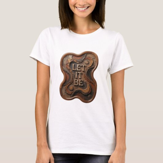 Frisches Silber LET IT BE Textdesign T-Shirt (Vorderseite)