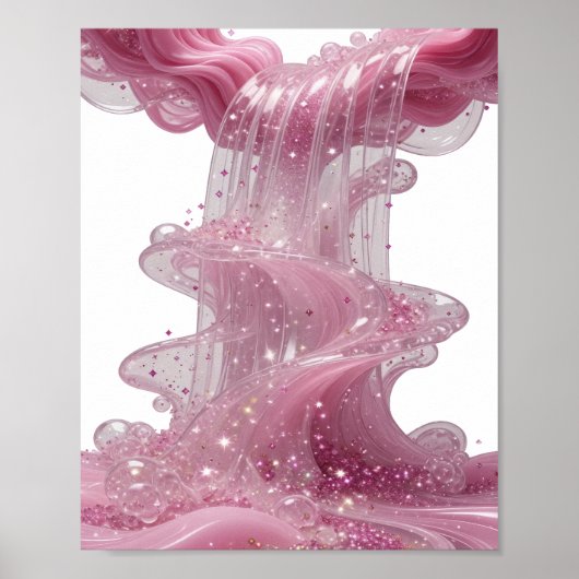 Frisches Silbernes PINK GLITTER WASSERFALL Tragbar Poster (Vorne)