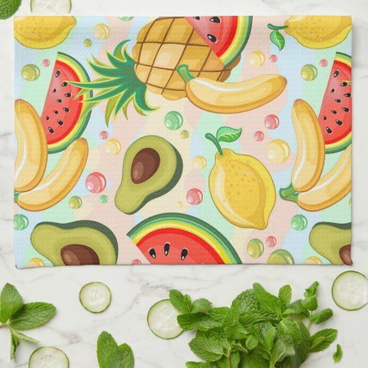 Frisches Sommerkulstmuster Geschirrtuch (Gefaltet)