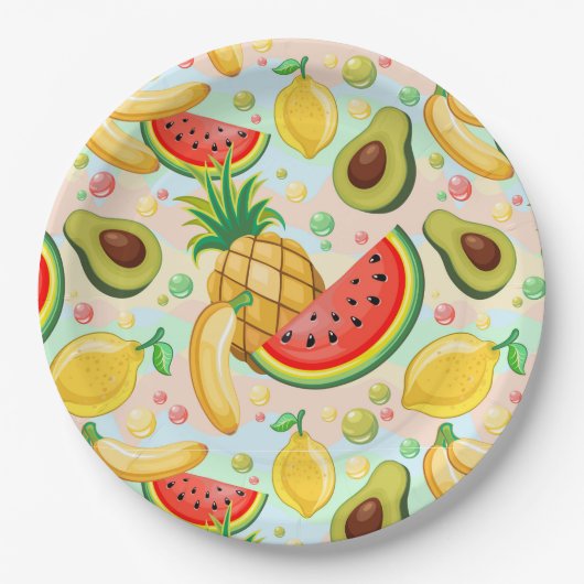 Frisches Sommerkulstmuster Pappteller (Vorderseite)