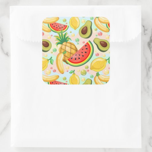 Frisches Sommerkulstmuster Quadratischer Aufkleber (Tasche)