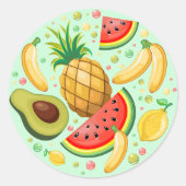 Frisches Sommerkulstmuster Runder Aufkleber (Vorderseite)