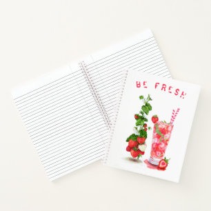 Frisches Strawberry Drink Notebook - Custom Text Notizblock