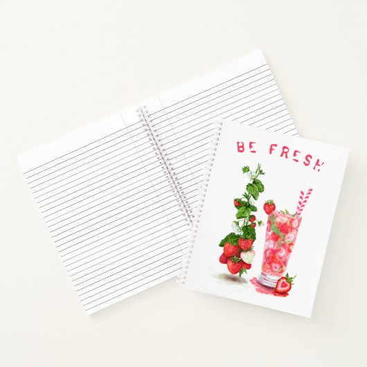 Frisches Strawberry Drink Notebook - Custom Text Notizblock (Innenseite)