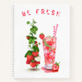 Frisches Strawberry Drink Notebook - Custom Text Notizblock (Vorderseite)