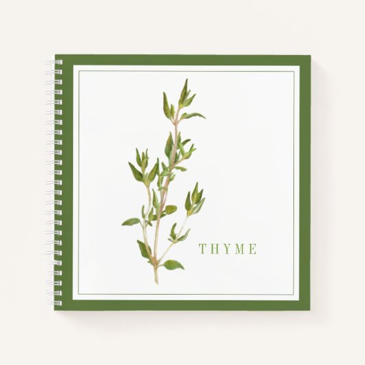 FRISCHES THYME 8.5x8.5 SpiralNotebook - Grün Notizblock (Vorderseite)