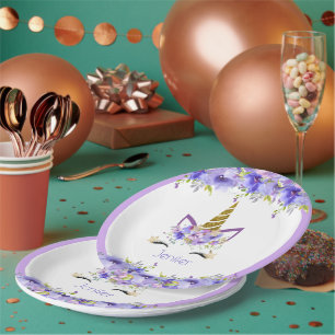 Frisches Violett Einhorn Geburtstagsdekoration Pappteller