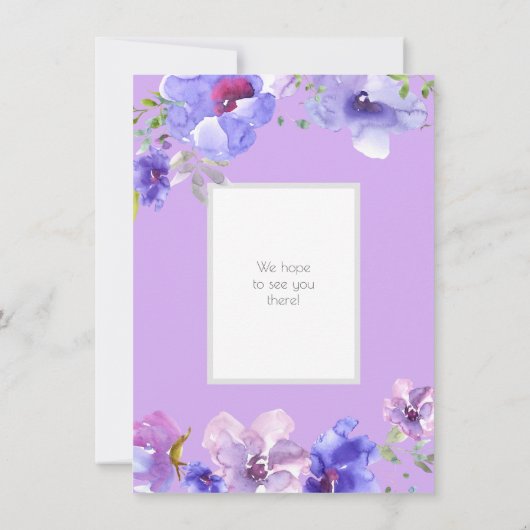 Frisches Violett | Unicorn Girl Lila Birthday Part Einladung (Rückseite)