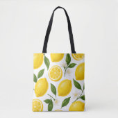 Frisches Zitronenmuster mit Blättern und Blüten Tasche (Vorderseite)
