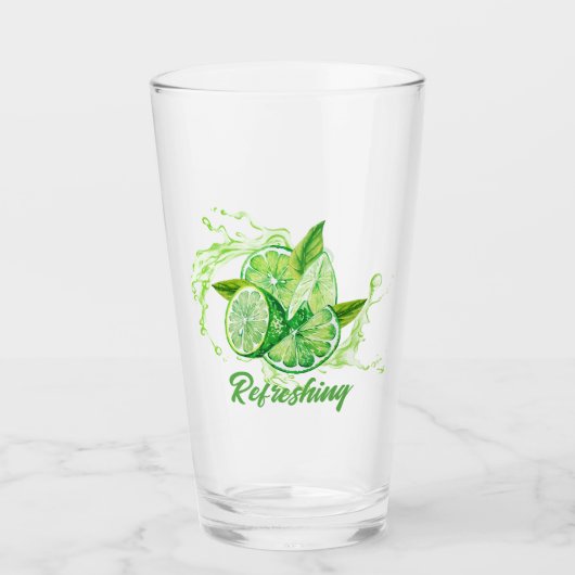 Frisches Zitrus-Lime-Design Glas (Vorderseite)