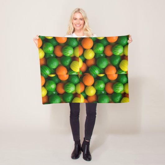 Frisches Zitrusfrüchte Farbige Muster Fleece-Decke Fleecedecke (Beispiel)