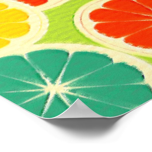 Frisches Zitrusfrüchtedesign, Niedlich farbenfroh Poster (Ecke)