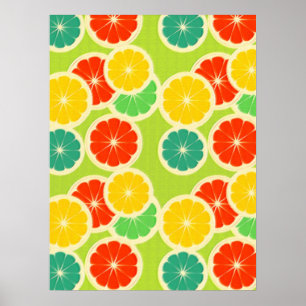 Frisches Zitrusfrüchtedesign, Niedlich farbenfroh Poster