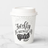 Frischgebackenes Kaffeepapier Pappbecher (Vorderseite)