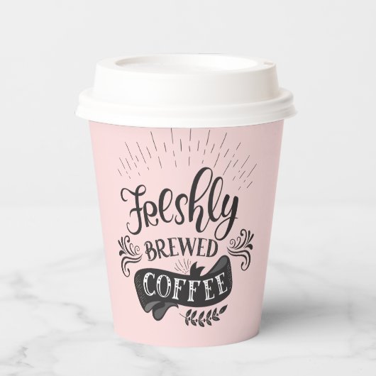 Frischgebackenes Kaffeepapier Pappbecher (Vorderseite)