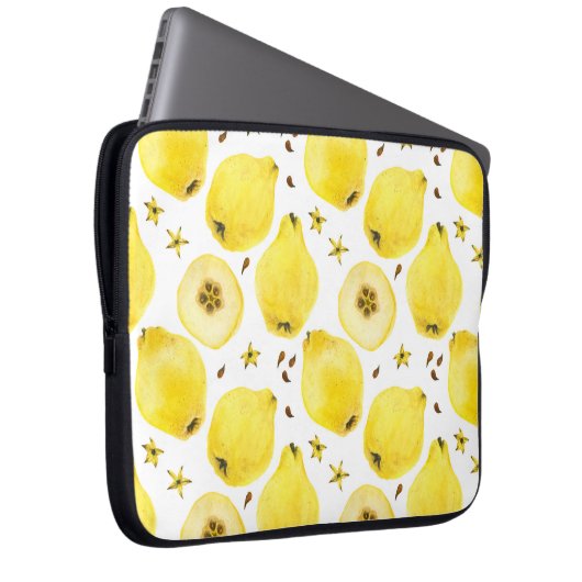 Frischgelbe Quittfrüchte, wasserfarbene nahtlose P Laptopschutzhülle (Vorne Rechts)