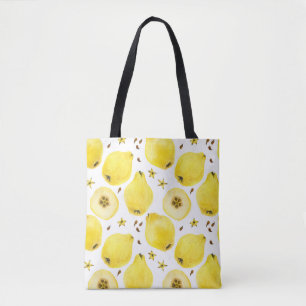 Frischgelbe Quittfrüchte, wasserfarbene nahtlose P Tasche