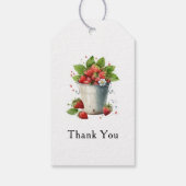 Frischgepflückte Erdbeeren in einem Eimer - Danke Geschenkanhänger (Rückseite)